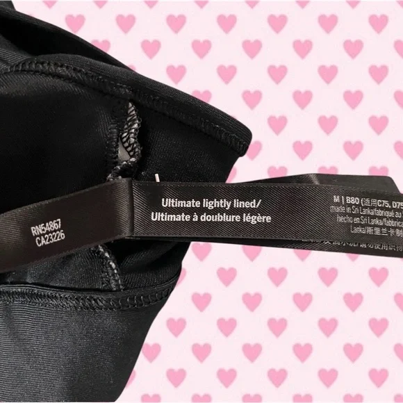 PINK Victoria's Secret Black Floral Sports Bra - Med 8-10 - Picture 8 of 8